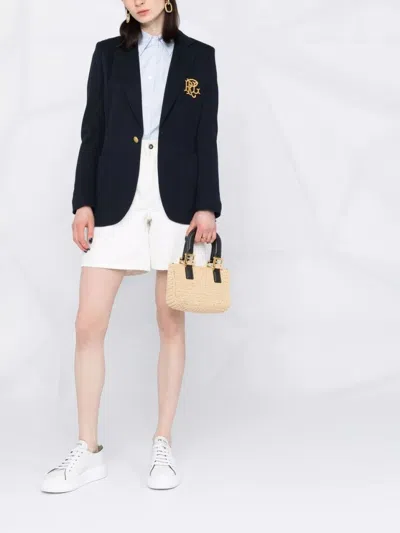 Polo Ralph Lauren Embroidered-monogram Double-knit Blazer In Blue