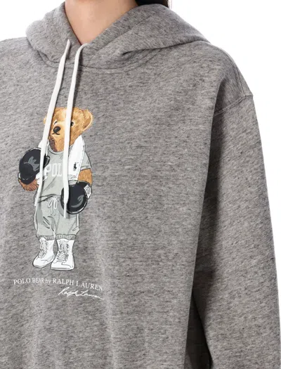 Polo Ralph Lauren Polo Bear Embroidered Fleece Graphic Hoodie In Gray