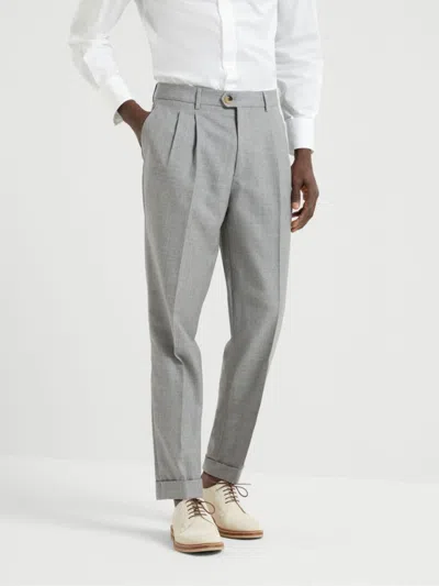 Brunello Cucinelli Timeless Chino Trousers With Pockets In Gray