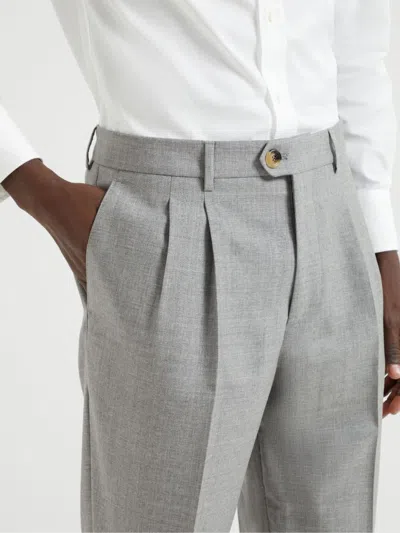 Brunello Cucinelli Timeless Chino Trousers With Pockets In Gray