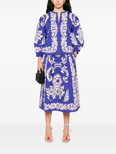 Etro Blue And White Paisley Blouse In Blue