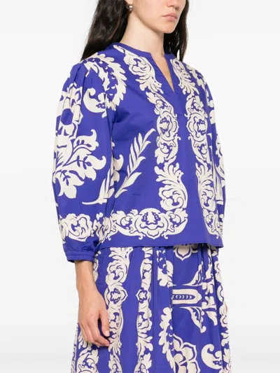 Etro Blue And White Paisley Blouse In Blue