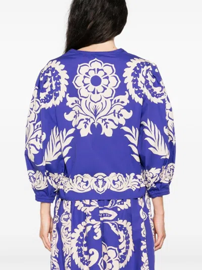 Etro Blue And White Paisley Blouse In Blue