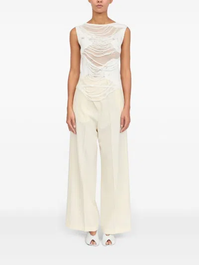 Mm6 Maison Margiela Mm6 By Maison Margiela Layered Distressed Fabric Sleeveless Top In White