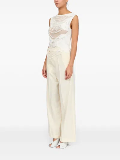 Mm6 Maison Margiela Mm6 By Maison Margiela Layered Distressed Fabric Sleeveless Top In White