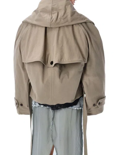 Balenciaga Flipped Hooded Trench Coat In Neutral