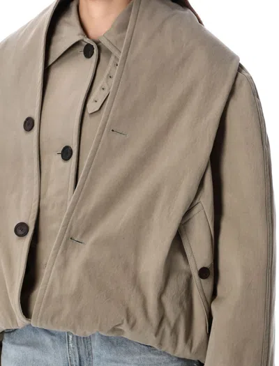 Balenciaga Flipped Hooded Trench Coat In Neutral