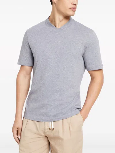 Brunello Cucinelli V-neck Short-sleeve T-shirt In Gray