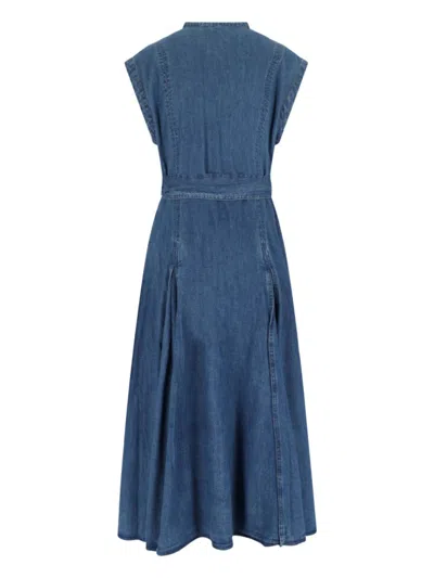 Polo Ralph Lauren Womens Indigo Belted Sleeveless Denim Midi Dress In Blue