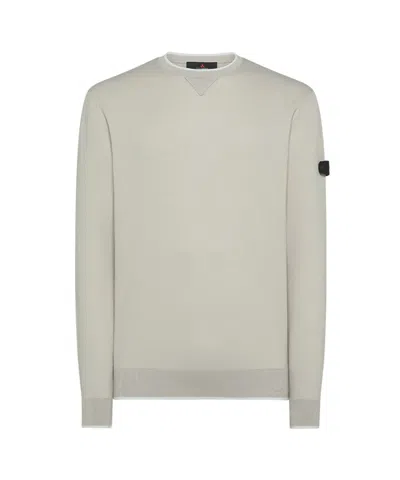 Peuterey Beige Long Sleeve Crew Neck Sweater In Gray