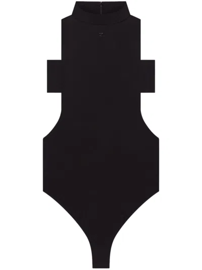 Courrèges Mockneck Jersey Bodysuit In Black