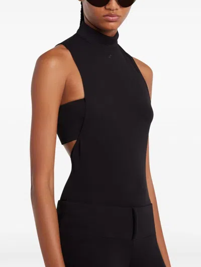 Courrèges Mockneck Jersey Bodysuit In Black