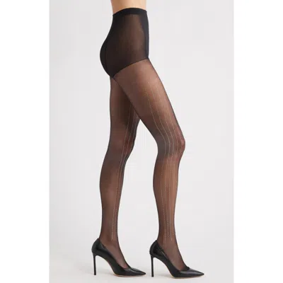 High Heel Jungle Linear Crystal Tights In Black