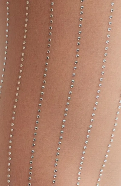 High Heel Jungle Linear Crystal Tights In Neutral