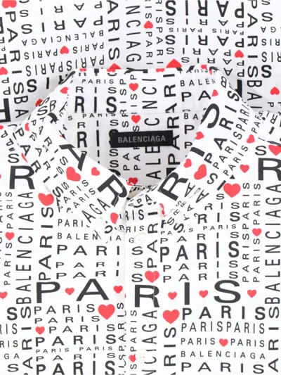 Balenciaga Printed Short Sleeve Shirt With Button-down Collar In White