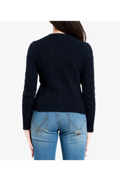Polo Ralph Lauren Cotton Cable Long Sleeve Cardigan Blue In Blue