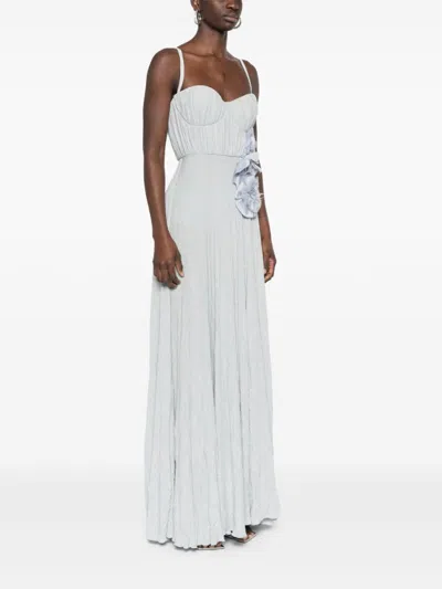 Elisabetta Franchi Maxi Dress With Sweetheart Neckline In Gray
