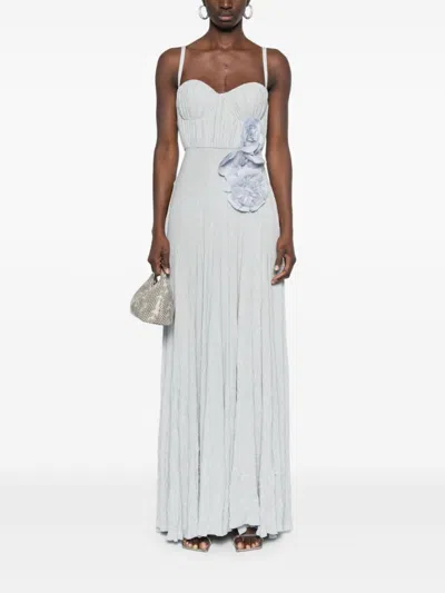 Elisabetta Franchi Maxi Dress With Sweetheart Neckline In Gray