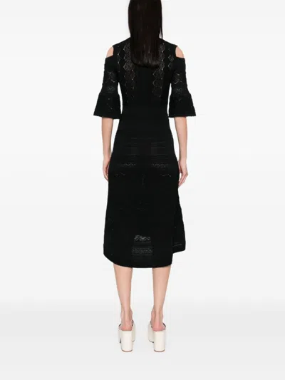 Twinset Twin-set Cut-out Black Dress With Flared Skirt In Black