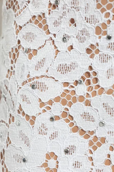 Michael Kors Studded Corded Floral Lace Mini Skirt In White