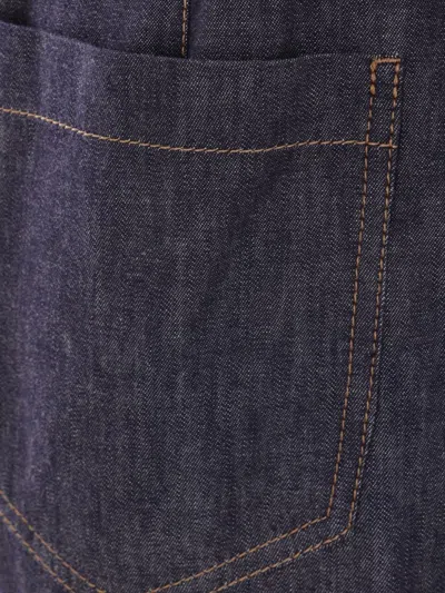 Brunello Cucinelli Straight Leg Trousers With Contrast Stitching In Blue