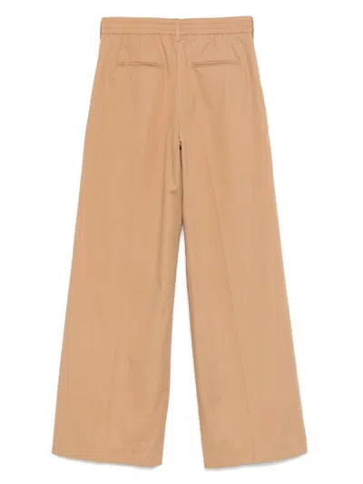 Pt Torino Wide-leg Trousers With Concealed Fastening In Brown