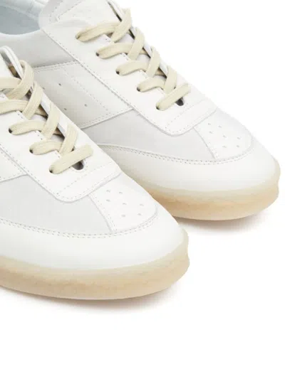 Mm6 Maison Margiela Mm6 By Maison Margiela Classic White Sneakers With Branded Detailing