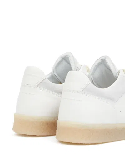 Mm6 Maison Margiela Mm6 By Maison Margiela Classic White Sneakers With Branded Detailing