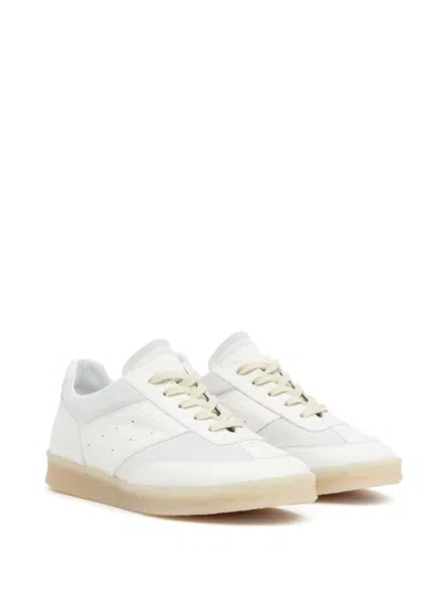 Mm6 Maison Margiela Mm6 By Maison Margiela Classic White Sneakers With Branded Detailing