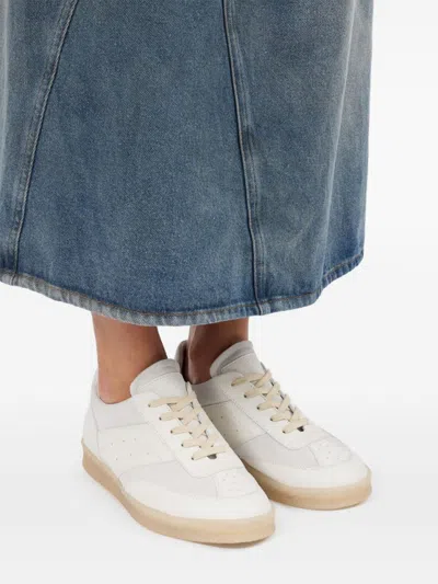 Mm6 Maison Margiela Mm6 By Maison Margiela Classic White Sneakers With Branded Detailing