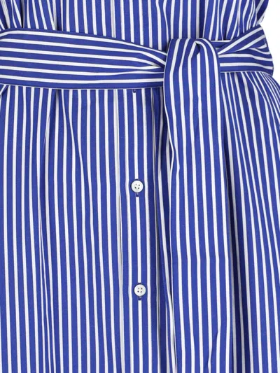 Polo Ralph Lauren Embroidered Poplin Shirt Dress With Belted Waist In Blue