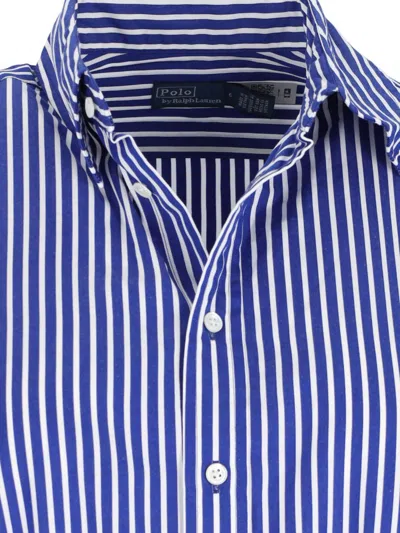 Polo Ralph Lauren Embroidered Poplin Shirt Dress With Belted Waist In Blue