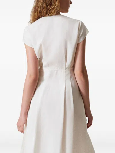 Twinset Twin-set Wrap Dress With Plunging V-neck In White