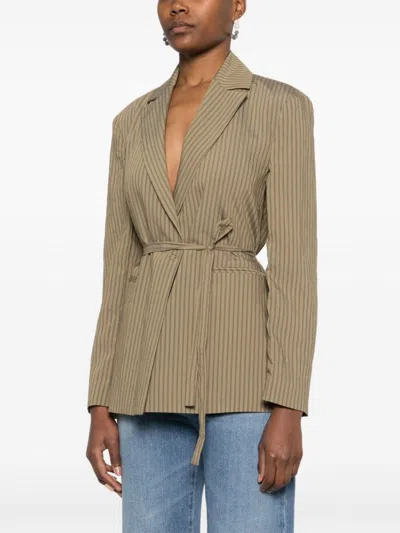 Liu •jo Liu Jo Tailored Green Jacket With Belted Waist In Green