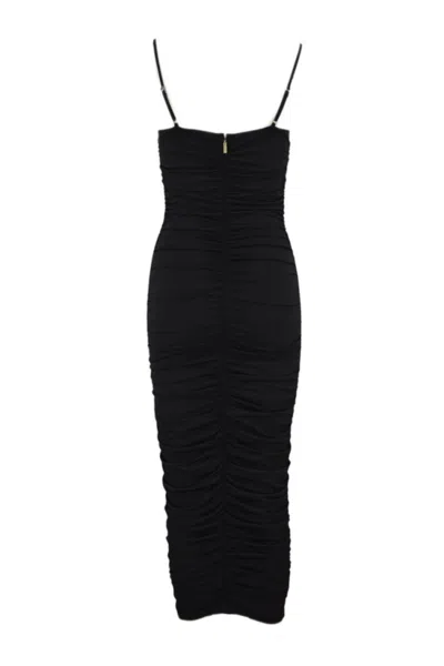 Michael Kors Form-fitting Midi Dress With Spaghetti Straps In Black