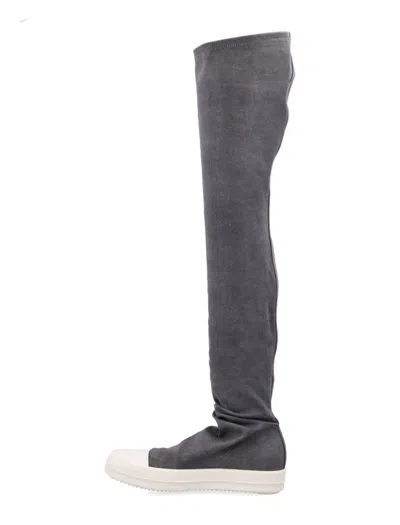 Rick Owens Drkshdw Over-the-knee Sock Sneakers With Contrast Toe Cap In Gray