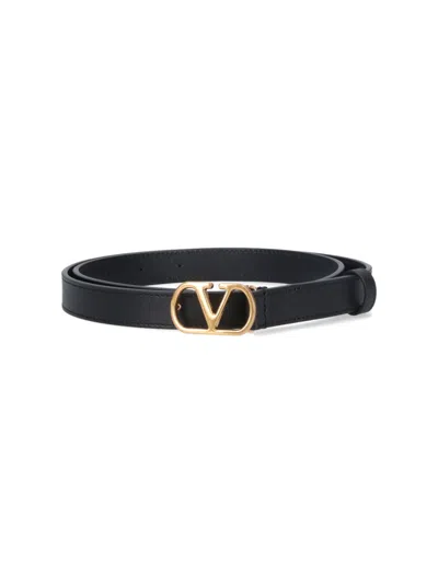 Valentino Belts Adjustable Length Gold-tone Buckle In Black