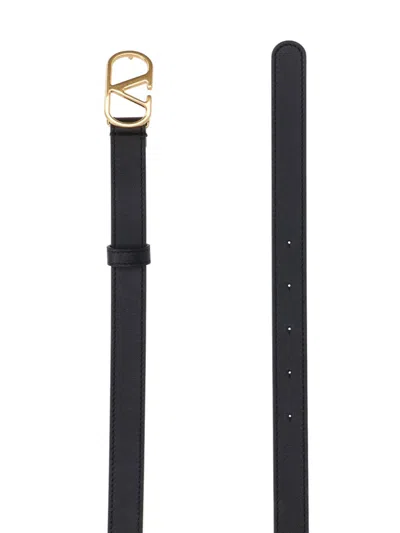 Valentino Belts Adjustable Length Gold-tone Buckle In Black
