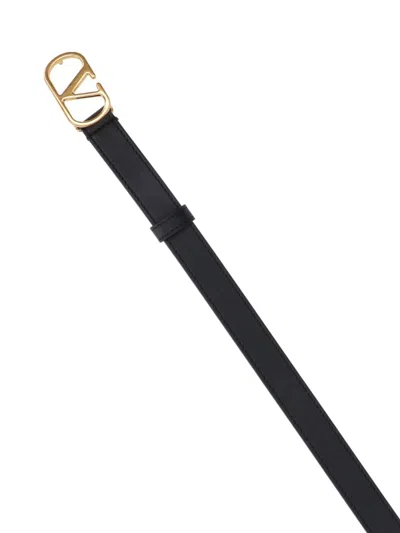 Valentino Belts Adjustable Length Gold-tone Buckle In Black