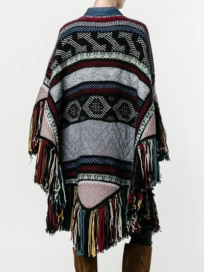 Shop Chloé Embroidered Knitted Poncho In 9q1multicoloured