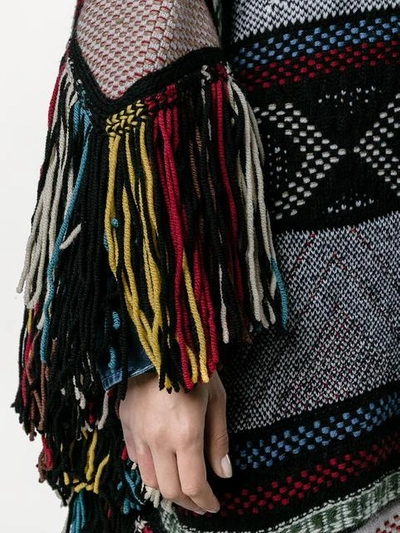 Shop Chloé Embroidered Knitted Poncho In 9q1multicoloured