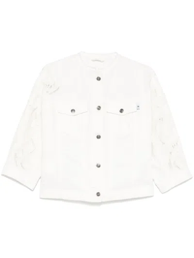Ermanno Scervino Cropped Cotton Jacket With Button-up Front In White