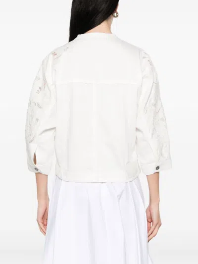 Ermanno Scervino Cropped Cotton Jacket With Button-up Front In White