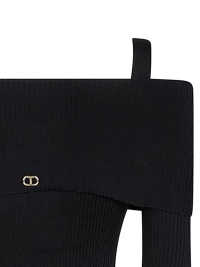 Twinset Twin-set Black Dress With Front Button Fastening In Black