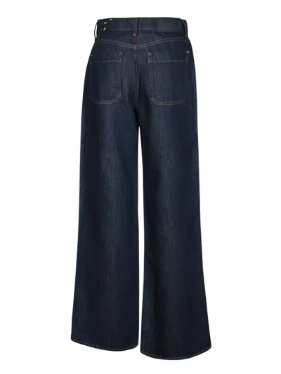 7 For All Mankind High-waisted Wide-leg Jeans With Contrast Stitching In Blue