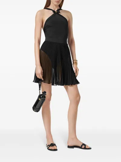 Versace Halterneck Swimsuit With Medusa Head Motif In Black