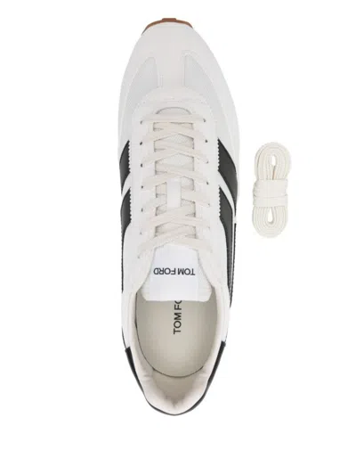 Tom Ford Mick Suede And Mesh Sneakers Shoes In White