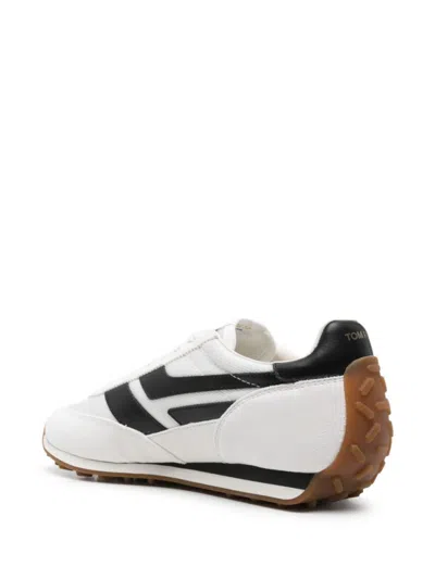 Tom Ford Mick Suede And Mesh Sneakers Shoes In White