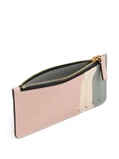 Marni Pastel-hued Leather Wallet With Zippered Compartment In Neutral