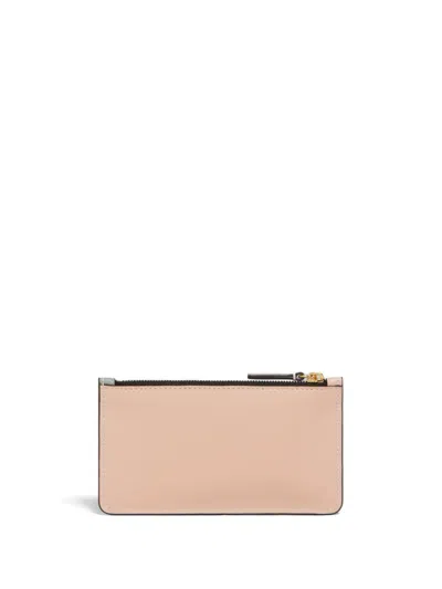Marni Pastel-hued Leather Wallet With Zippered Compartment In Neutral